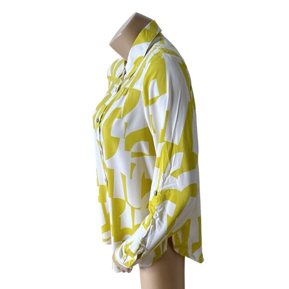 FIG AND FLOWER Womens Size Medium Convertible Sleeve Button Up Collared Shirt - Picture 2 of 9